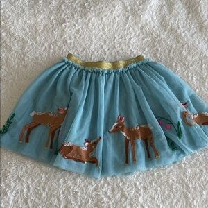 Mini Boden girls size 7-8 blue soft tutu style skirt with embroidered deer NEW
